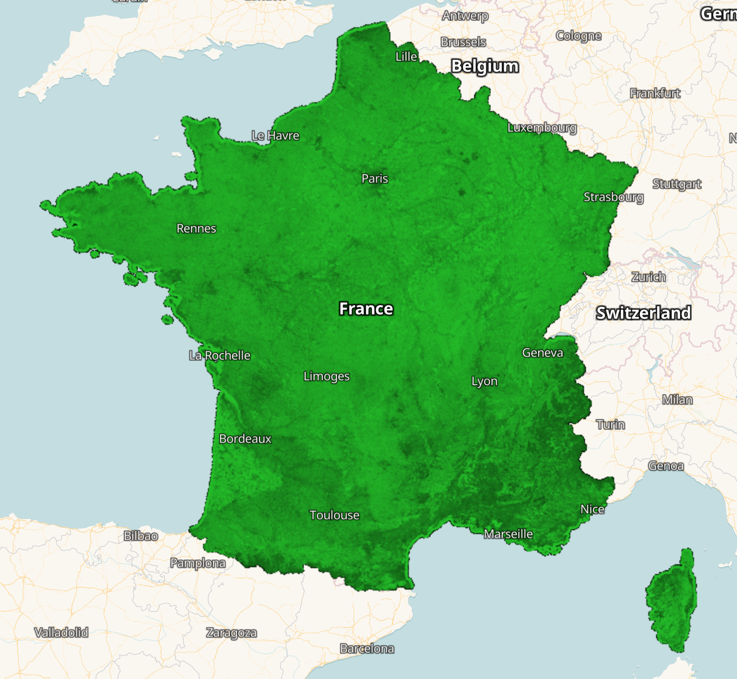 CNES land cover classifier confidence France overview