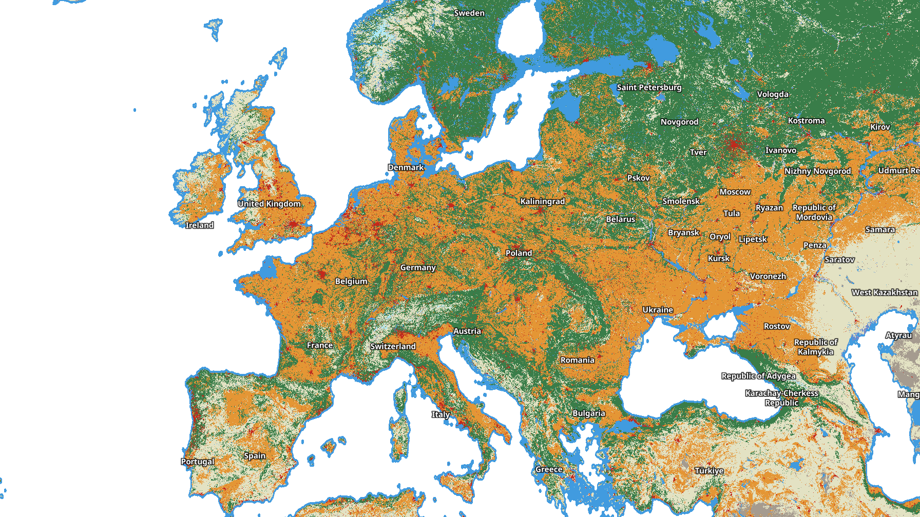 10m Annual Land Use Land Cover 2021, Europe